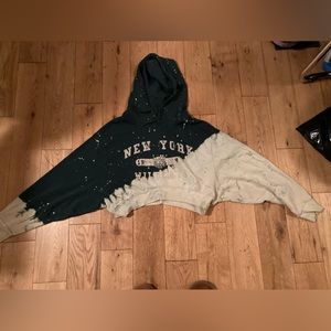 Garage cropped hoodie distressed tye dye xs